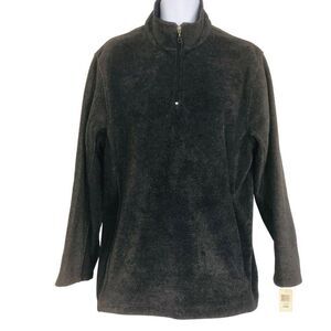Vintage 80s Savile Row Mens L Pullover Jacket Gray Fleece Half Zip New